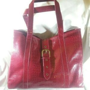 Elizabeth Arden Womens Large Burgundy Faux Leather